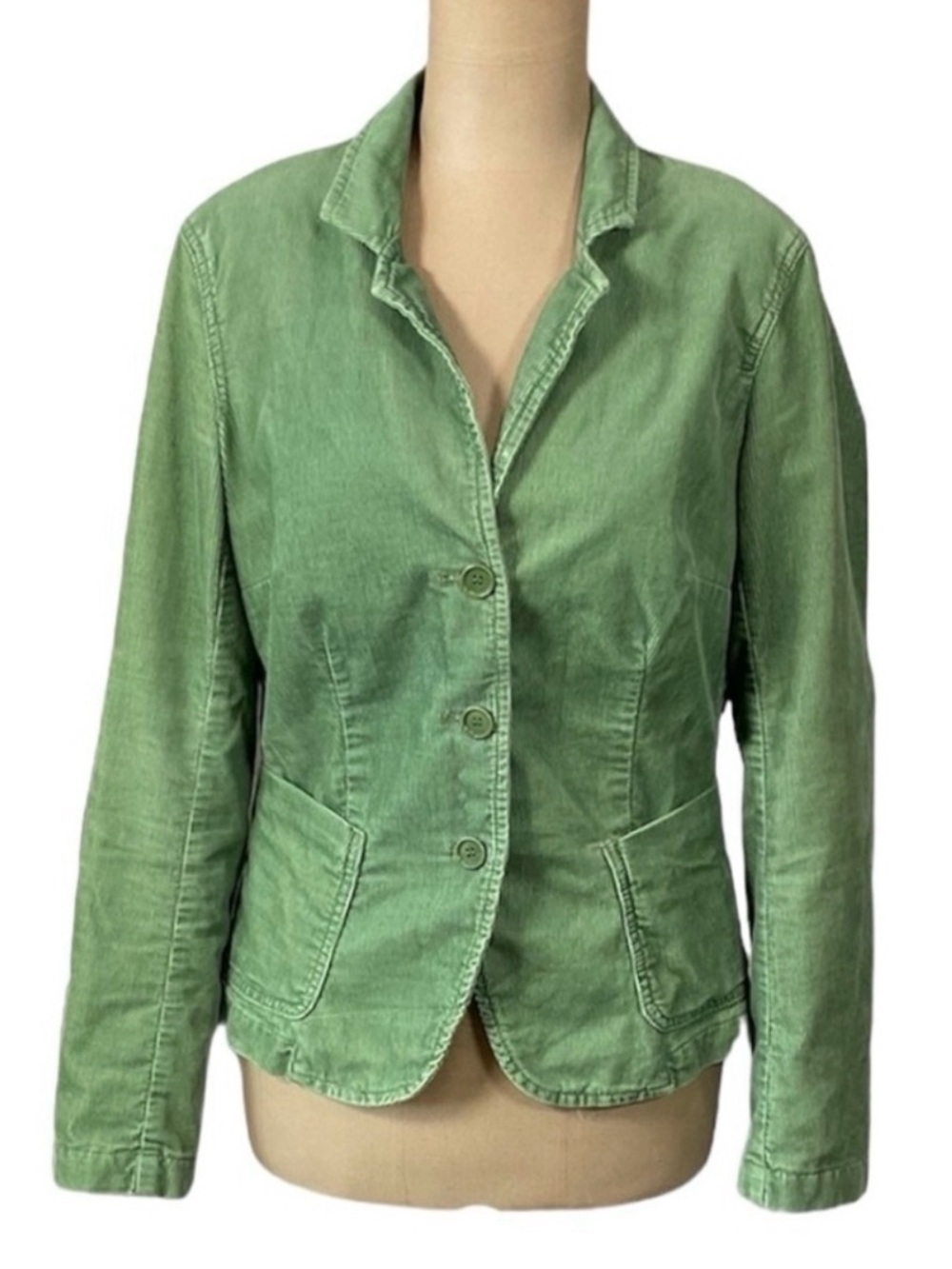 VTG J.Crew Green Choudhry Cotton Blazer Jacket Women’s Size PS Made in Macau - Picture 2 of 14